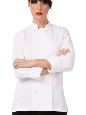 Chef Works White Chef Coat Jacket Size M Long Sleeve
